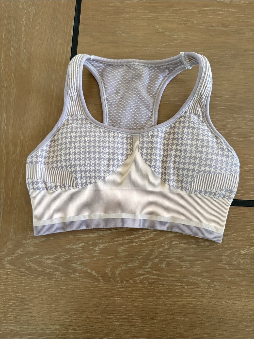 Varley Seamless Houndstooth Racerback Sports Bra - Light Lavender/pink